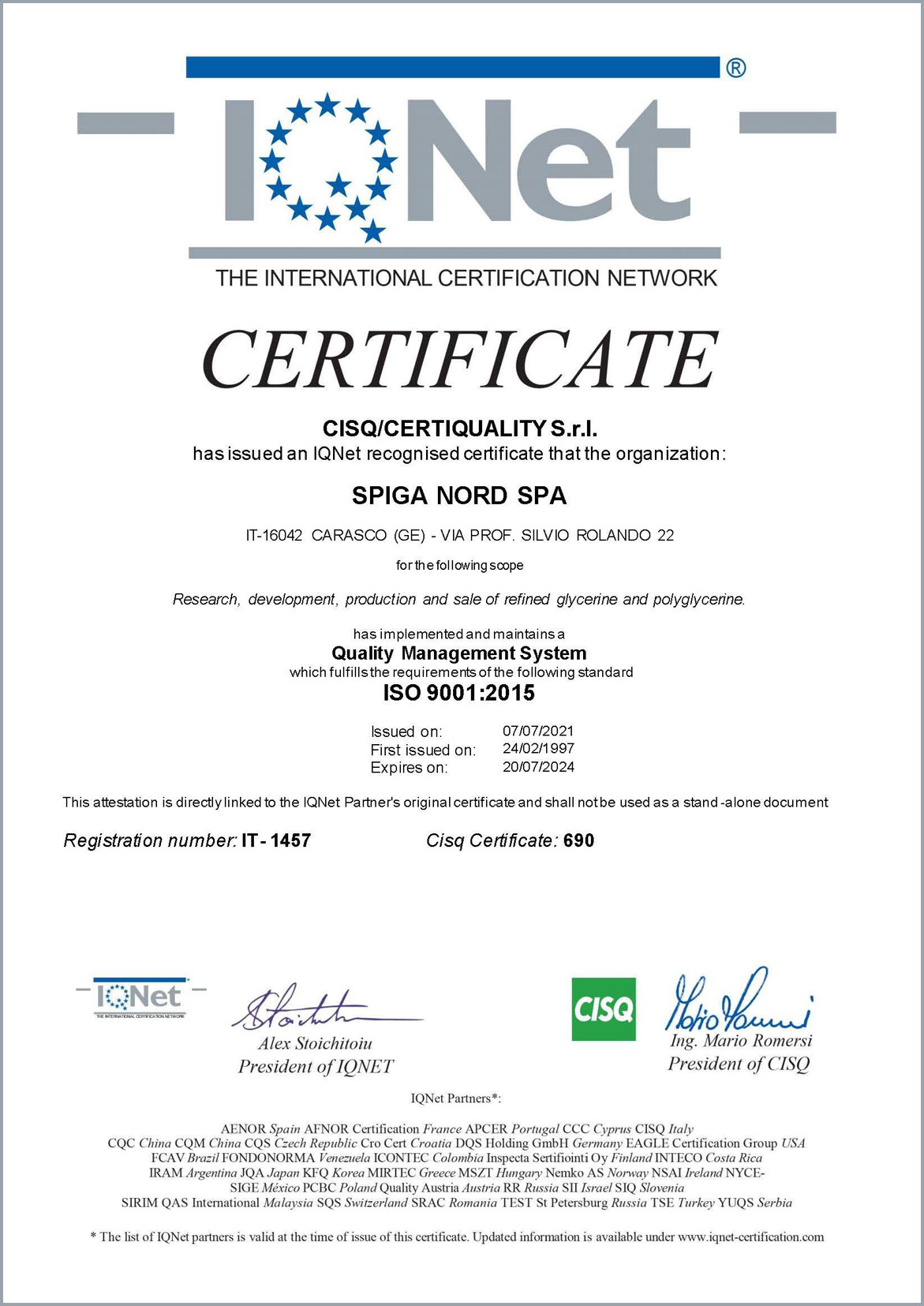 ISO 9001:2015 certification